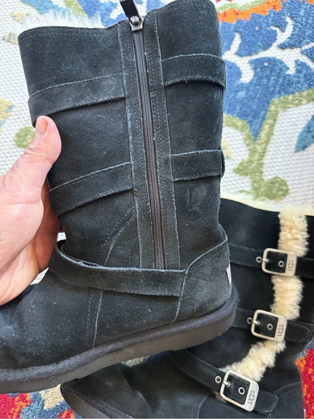 UGG Black Shearling-Lined Zip Boot